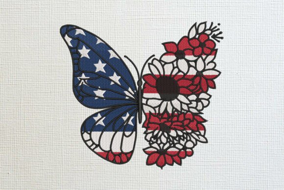 American Flag Flower Butterfly Embroider Review