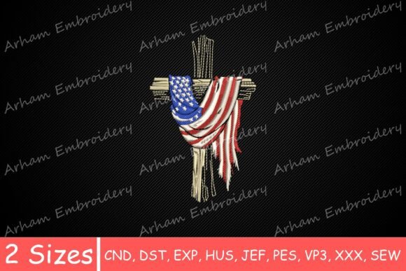 Patriotic Christian USA Flag Cross Embroidery Review